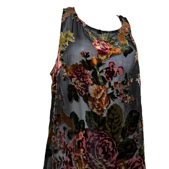 Sheer Floral Mini Sheer Boho Dress Made in US Sz L - Picture 8 of 10